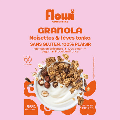 Granola Sans Gluten Avoine, Noisette & Fève Tonka | -55% de sucre